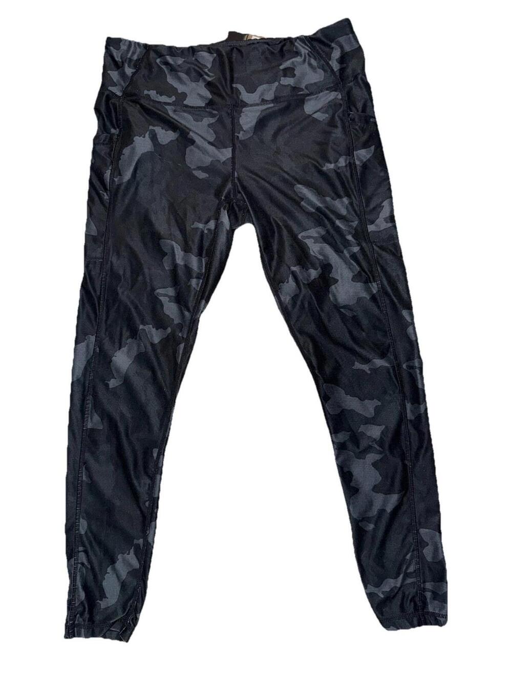 PrAna womens black camo Electa Leggings Sz XL Army Active Gorp soft goth grunge